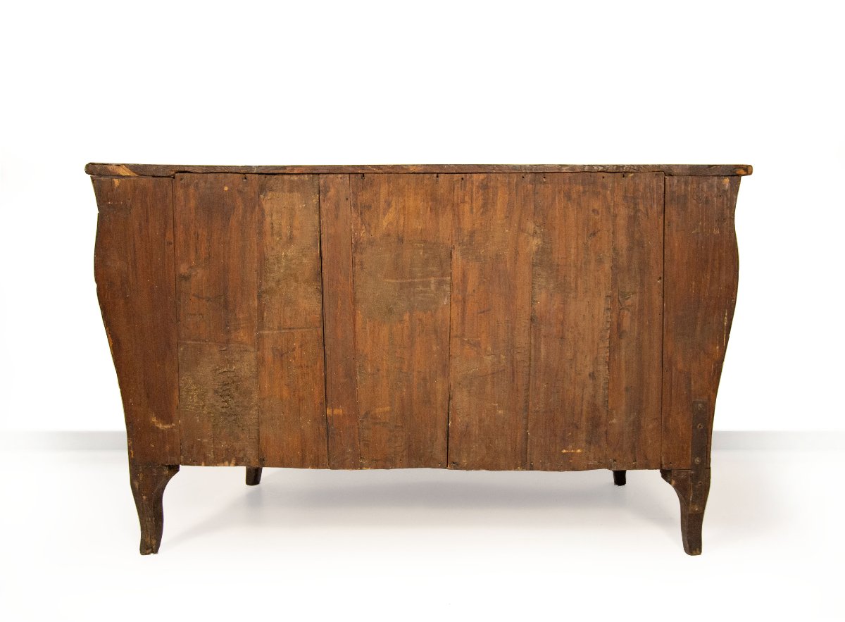 Commode plaquée de caroubier, de noyer et de bruyère, Modène, milieu du XVIIIe siècle-photo-3