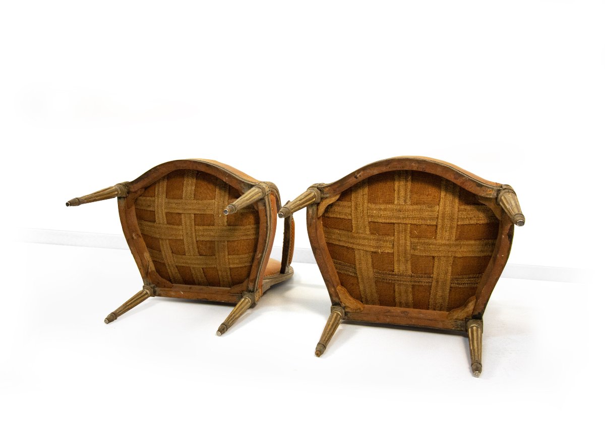 Pair Of Lacquered Wooden Armchairs, Georges Jacob, Paris, Late 18th Century-photo-3