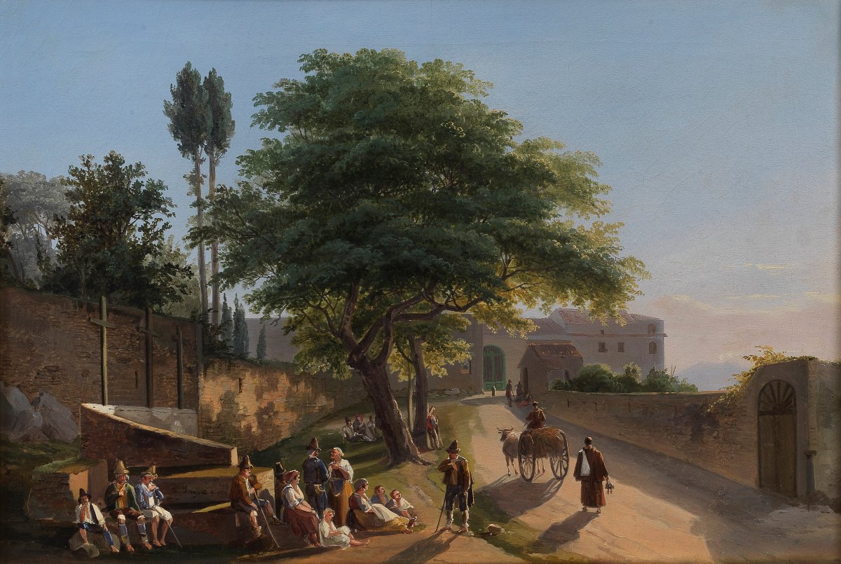 SALVATORE FERGOLA (Naples, 1799 - 1874) Près du monastère, 1826-photo-2