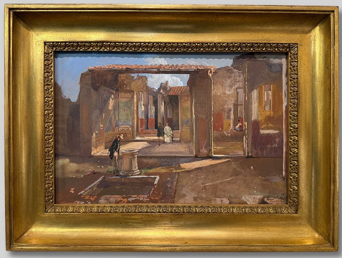 Giacinto Gigante, Visit To Pompeii. House Of The Ancient Hunt, 1861 