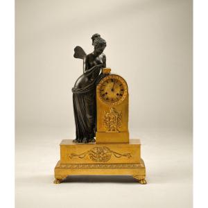 Pendule De Table En Bronze Doré Et Bruni, Lemoines Paris, Premier Quart Du XIXème Siècle
