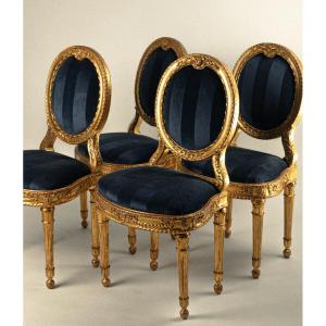 Four Chairs In Carved And Gilded Wood, Rome, Late 18th Century