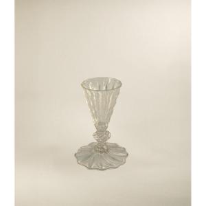 Chalice In Transparent, Colorless Blown Glass, Murano, 19th Century