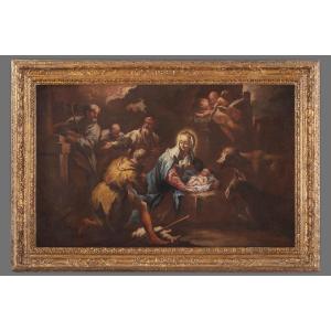 Venetian School Of The XVII/xviii Century "adoration Of The Shepherds"