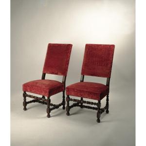 Pair Of Walnut Chairs, 18th Century