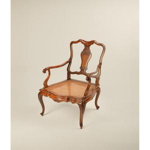 Walnut Armchair, Louis XV Style