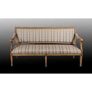 Sofa In Lacquered Wood, Lombardy Late 18th  Early 19th Century