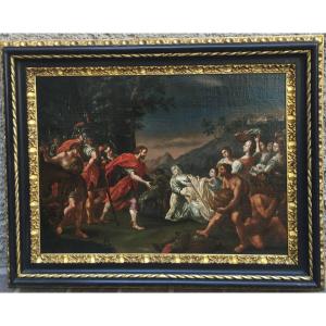 Peintre XVIIe/XVIII Siècle  La Reine De Saba Et Salomon