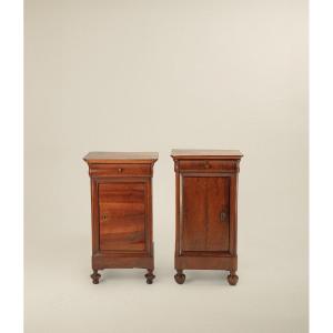 Two Walnut Bedside Tables Louis Philippe Second Half Of The 19th Century
