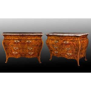 Rare Pair Of "pel De Rava" Chests Of Drawers Lombardy Mid-18th Century. 