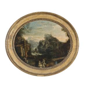 Anonymous 18th Century, "landscape With Two Figures"