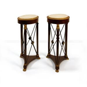 Paire de guéridons en acajou, style Empire, début du XXe siècle