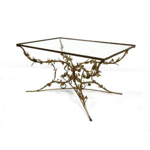 Wrought Iron And Glass Coffee Table, 20th Century