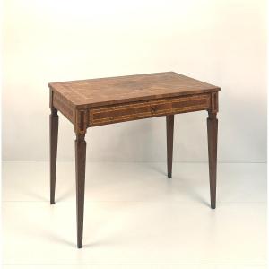 Small Desk Veneered In Different Woods, Lombardy, Late 18th Century