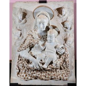 Sculptor Of The 19th Century, "madonna With Child And Cherub Heads"