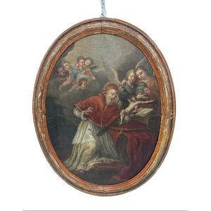 Anonyme, XVIIIe siècle, Le pape Pie V et le miracle du crucifix,  (copie d'après Muratori)