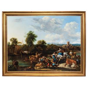 Nicolaes Berchem, The Crossing Of The River Of The Shepherds With The Herds, 1655 C.a