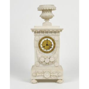 Alabaster Table Clock, First Half Of The 19th Century, France