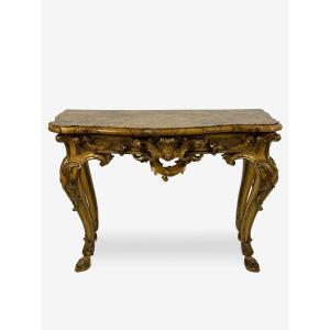 Console In Carved, Lacquered And Gilded Wood, 18th Century