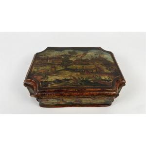 Wooden Box Lacquered In Polychrome And Arte Povera, Venice, 18th Century