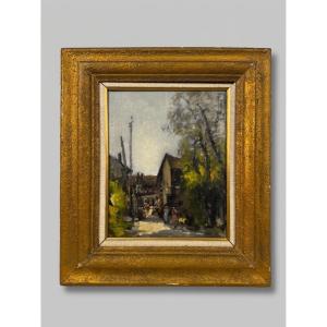 Bernardo Gentili (1900 - 1963),  "view Of A Village With Figures"