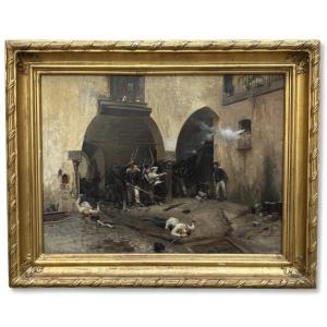 Camillo Corti (active In The Second Half Of The 19th Century) Soldiers Ambush In A Courtyard
