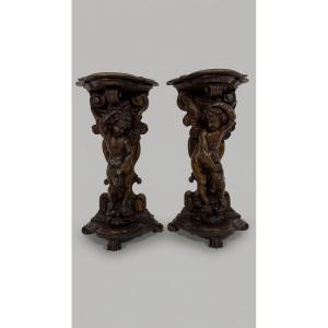 Pair Of Walnut Gueridons, 17th Century