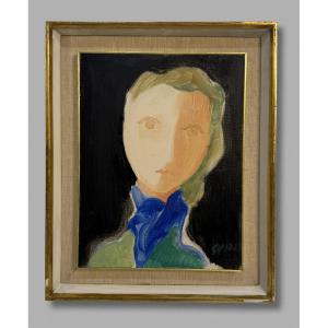 Guido Virgilio, Portrait de femme au foulard bleu