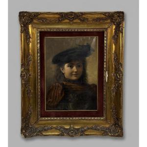 Anonyme 19ème siècle Portrait d'une petite fille au chapeau, 1895