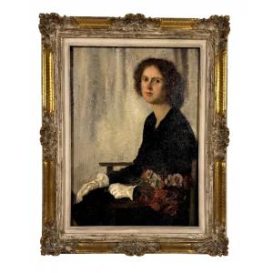Pietro Gaudenzi, Portrait Of A Seated Lady