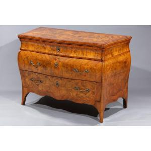 Chest Of Drawers With Walnut And Walnut Burl Veneer, Lombardy, Mid-18th Century