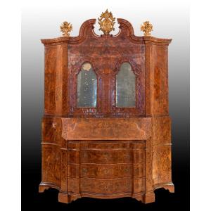 Large Venetian Trumeau With Burl Wood Inlay, 18th Century