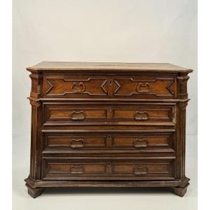 Walnut-carved Canterano, Lombardy, 17th Century.