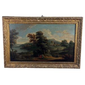 Anonymous, 18th Century, A) B) "landscape With Figures"