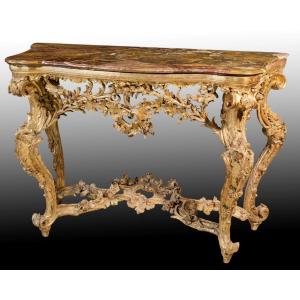 Console en bois sculpté et doré, Gênes, milieu du XVIIIe siècle