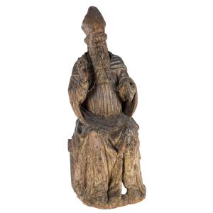 17th-century Sculptures, A Wooden Sculpture Depicting The "blessing Bishop"