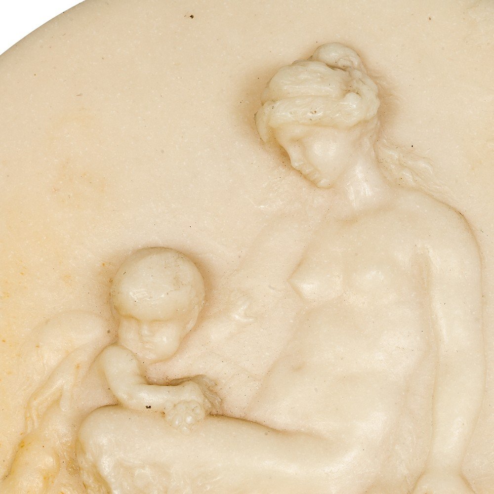 Pair Of Alabaster Marble Roundels Depicting Mythological Scenes. Period: Late 18th/early 19th C-photo-2