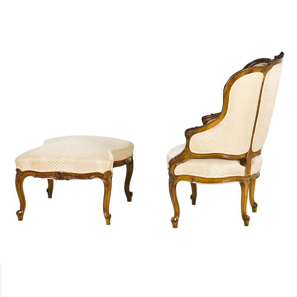 Louis XV Chaise Longue Armchair-photo-3