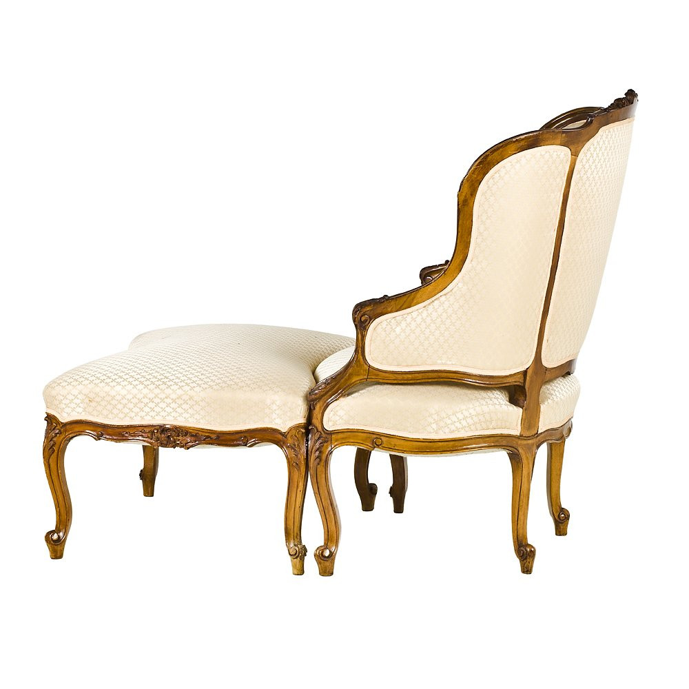Louis XV Chaise Longue Armchair-photo-4