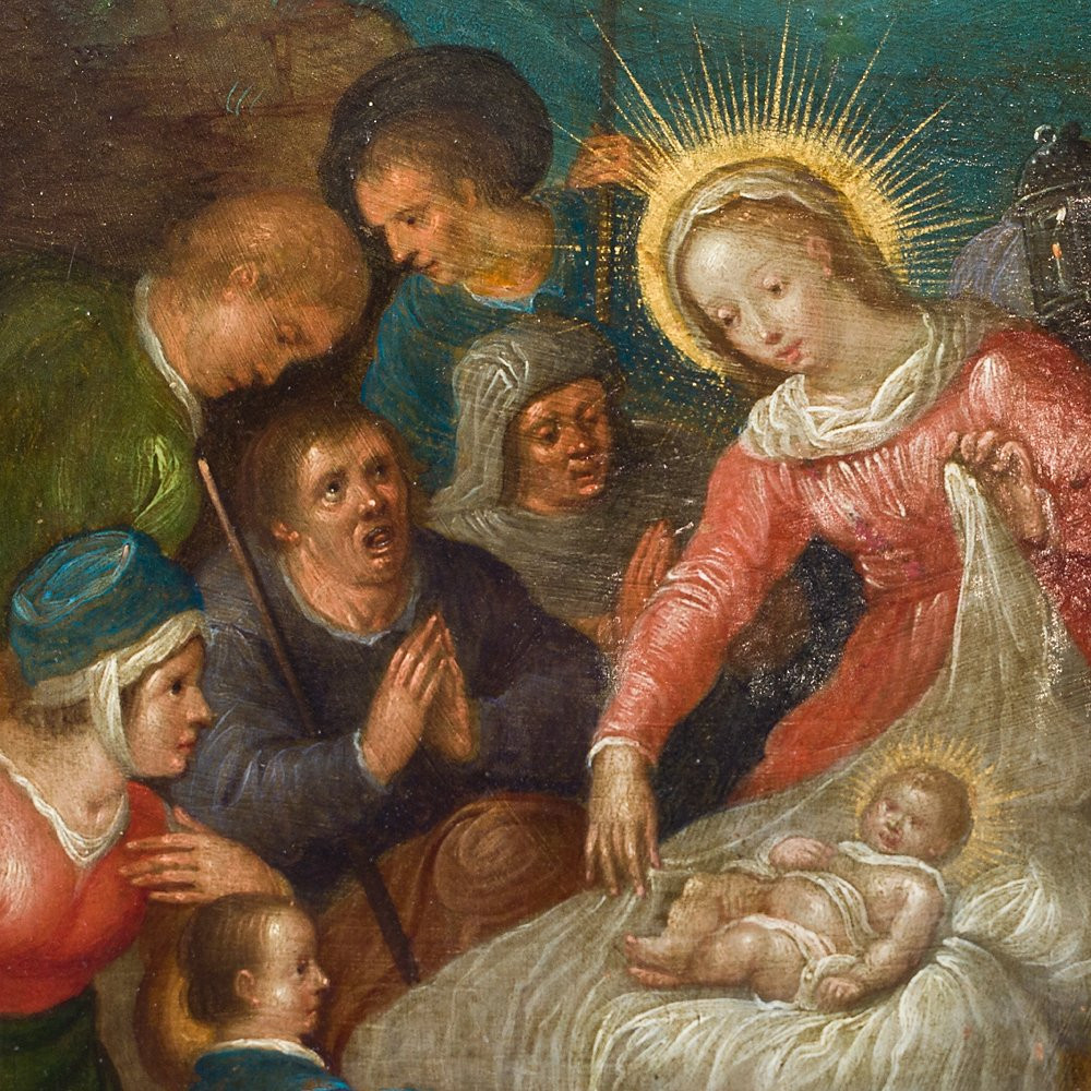Painting Depicting “adoration Of The Shepherds”-photo-3