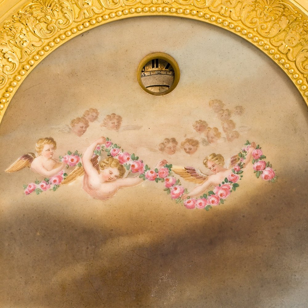 Escape-window Clock With Painted Porcelain Plaque Depicting The Duchess Of Berry-photo-2