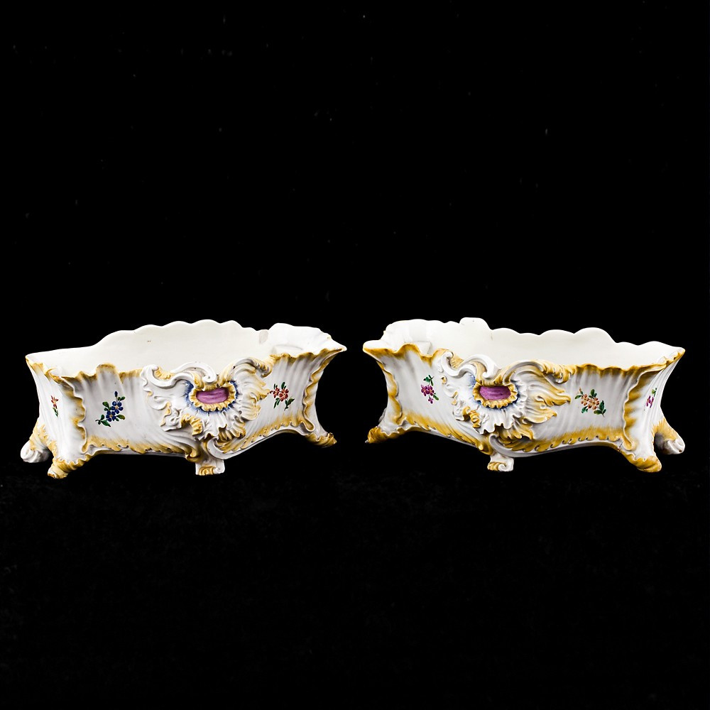 Pair Of Capodimonte Porcelain Flower Pots