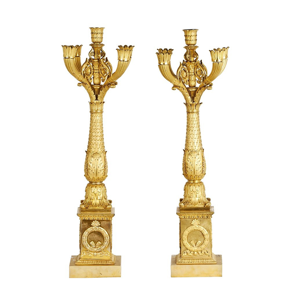 Pair Of Gilded Bronze Candelabra-photo-2