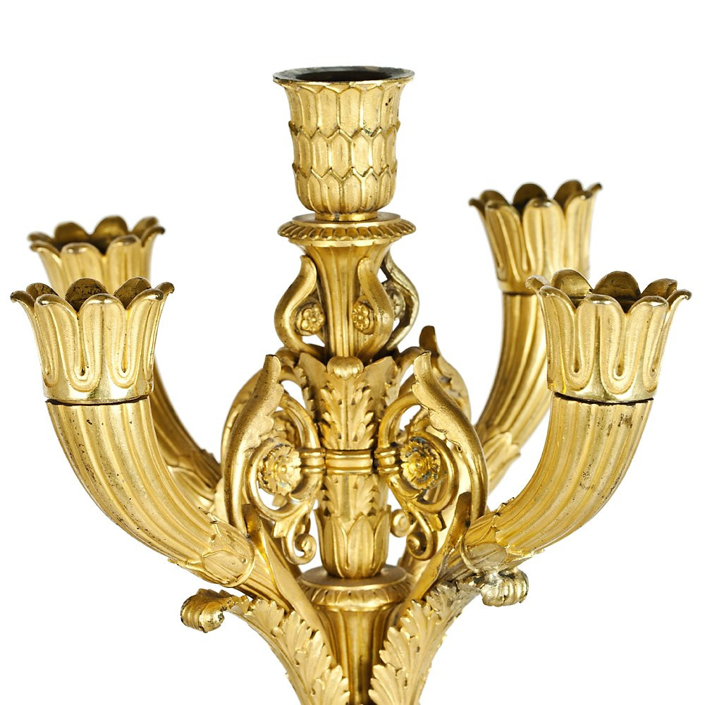 Pair Of Gilded Bronze Candelabra-photo-4