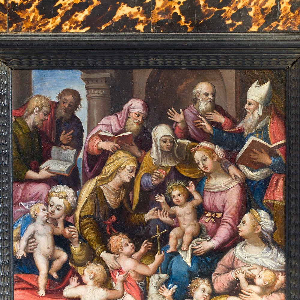 Tableau représentant la « Vierge à l'Enfant entouré de saints »-photo-2