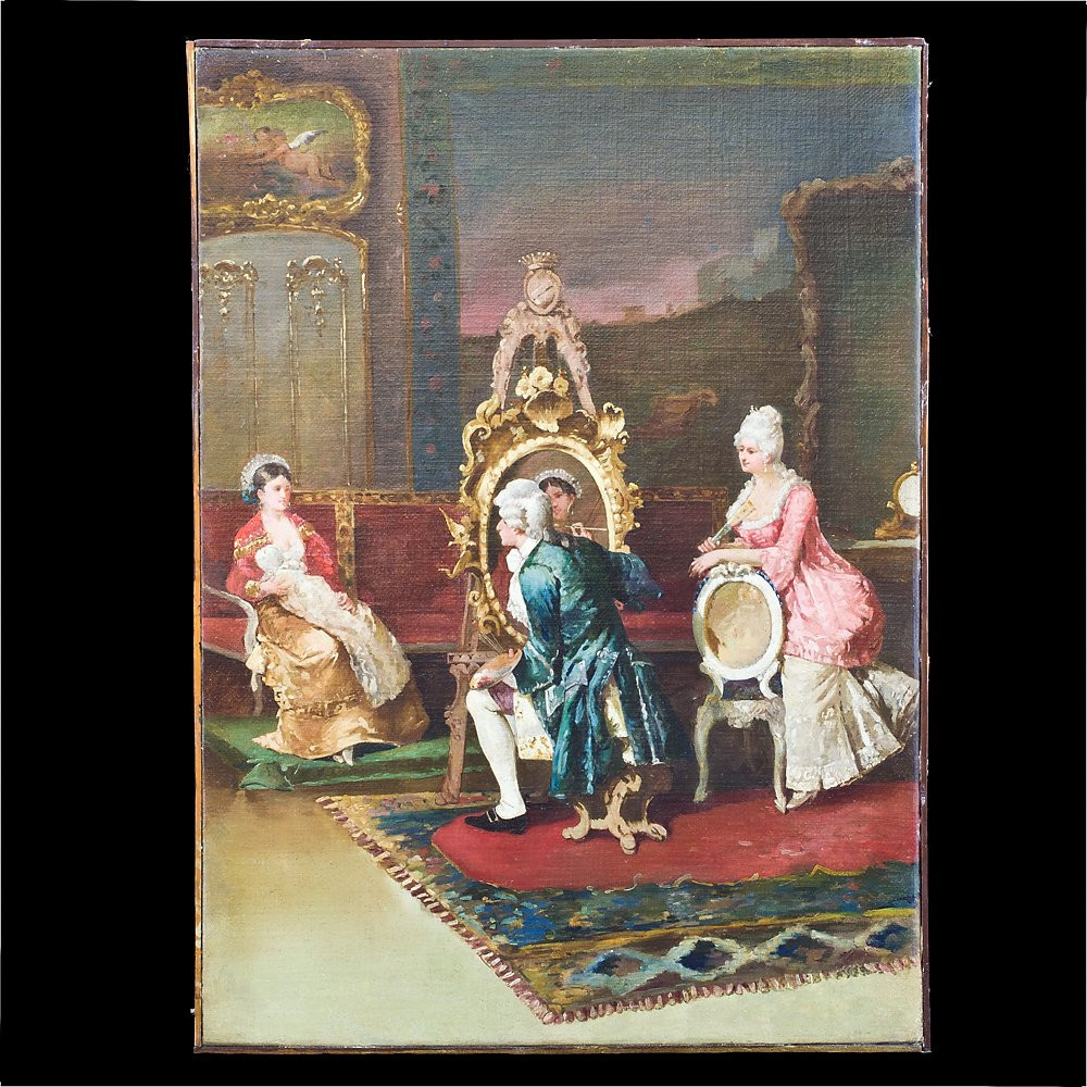 Pair Of Paintings Depicting Court Scenes-photo-2