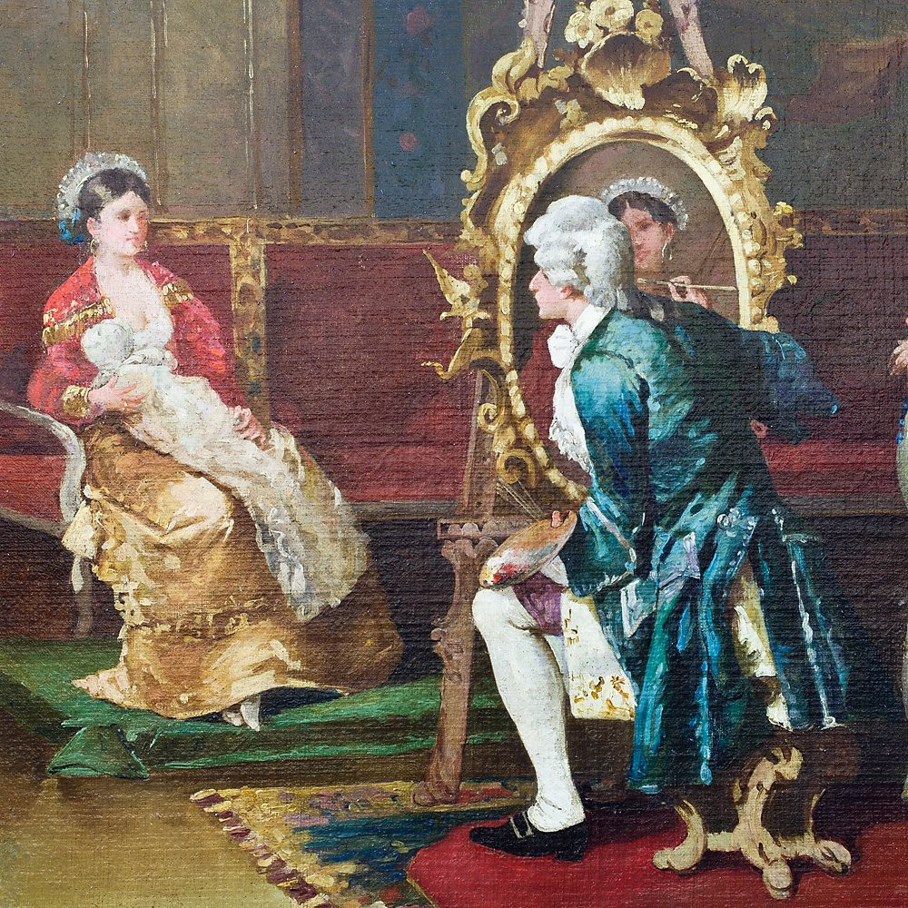 Pair Of Paintings Depicting Court Scenes-photo-4