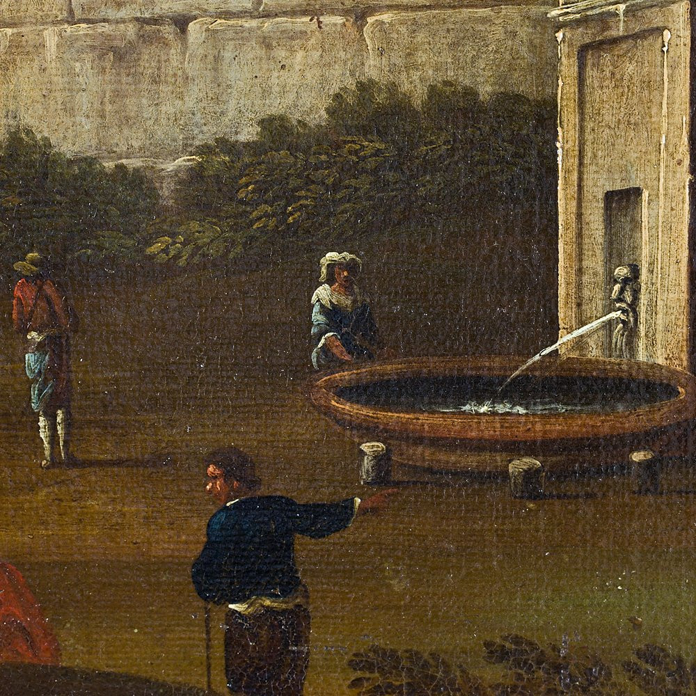 Huile sur toile, représentant le « Capriccio Architettonico »-photo-1