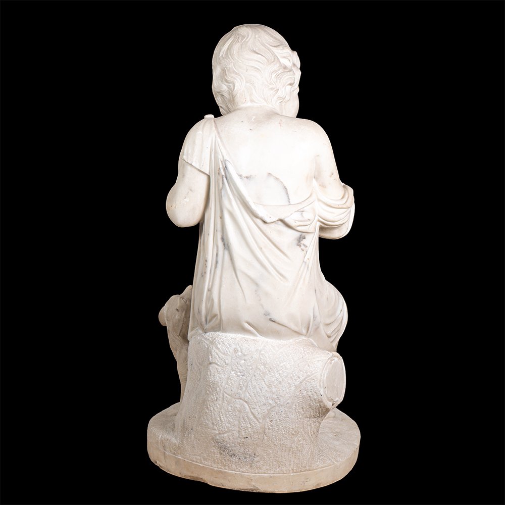 Marble Sculpture Depicting A Boy With A Dog-photo-3