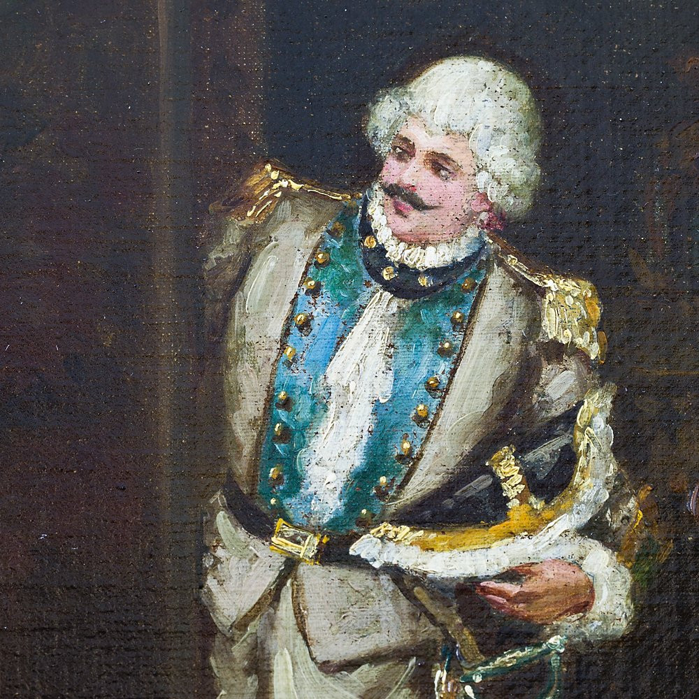 Paire de tableaux représentant des scènes de cour-photo-1